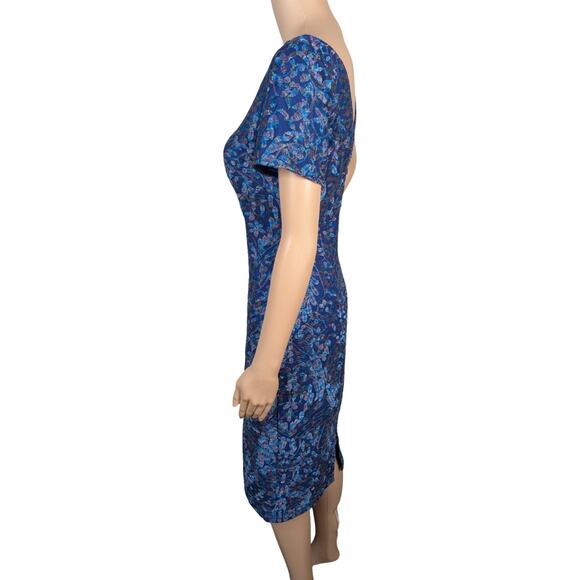 JS Collections Blue Colorful Embroidered Cocktail Party Sheath Dress SZ 2 - Picture 9 of 12